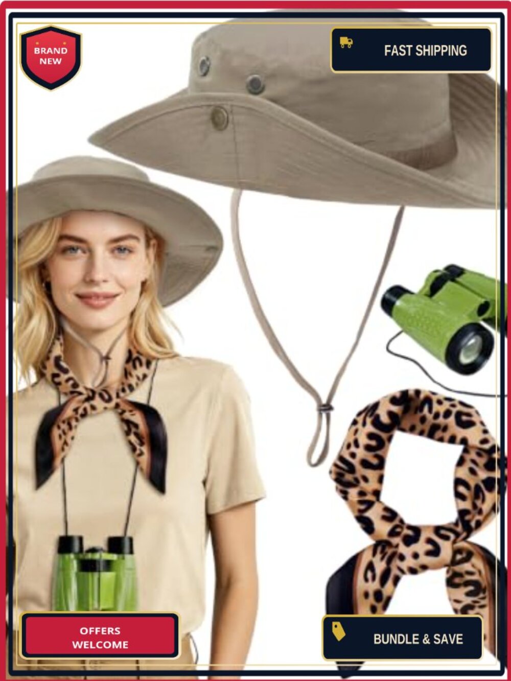 3 PCS Safari Costume Set Women Halloween Zookeeper Explorer Outfit